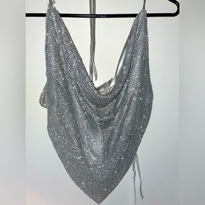 Lydia USA Rhinestone Handkerchief Crop Top